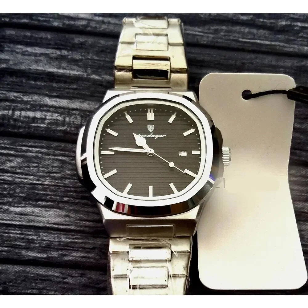 Vintage Poedagar Nautilis Black‎ Guilloché Dial Mens Watch